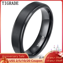 Tigrade Black Titanium Ring For Men Wedding Engagement Jewelry Band 4/6/8/10 mm Cool Dark Classic Unisex Ring Female Size 4-15