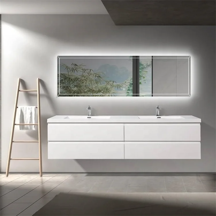 Waterproof and Mildew-Proof Minimalim Bathroom Vanity Cabinet Customized Modern Bathroom Vanity with Double Sink Basin