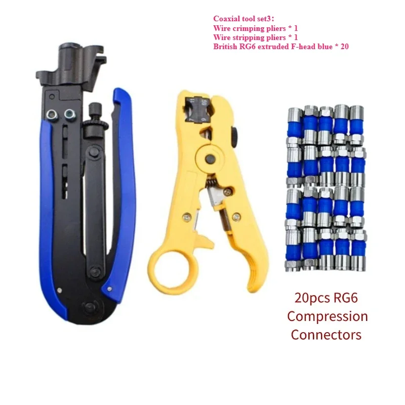 RG6/11 coaxial cable F-head crimping pliers wire stripping pliers, network tools wire strippers network cable pliers  set