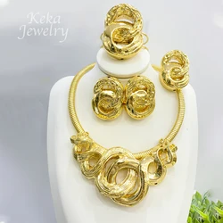 Jewelry Sets for Women Dubai African 18K Gold Color Pendant Earrings Bangles Rings Wedding Necklace Costume Accessories Gifts
