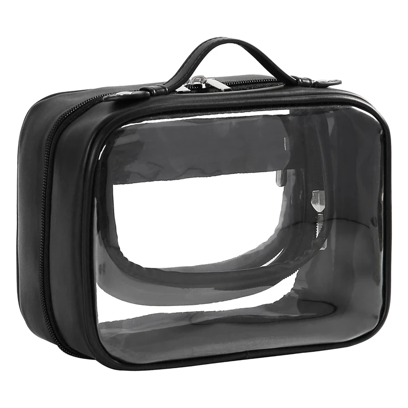 Transparent Makeup Bag Double Travel Cosmetic Bags Case Waterproof Toiletries Bag Large Capacity Open Storage Bag Easy To Use