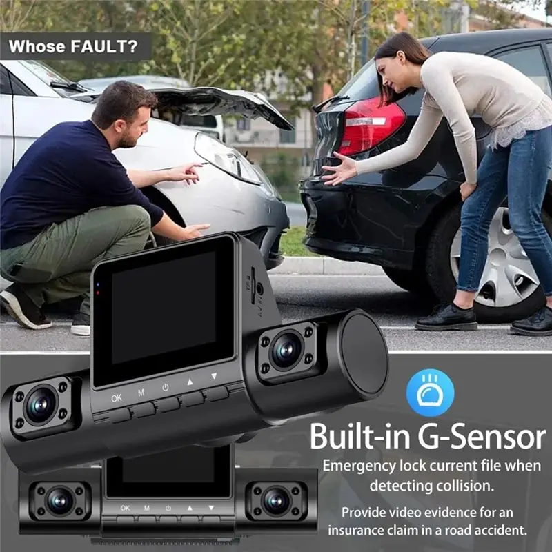 Reliable-2.0-Inch Car Quad-Record HD Night Vision Tachograph Car Front And Rear Left And Right Simultaneously Recording