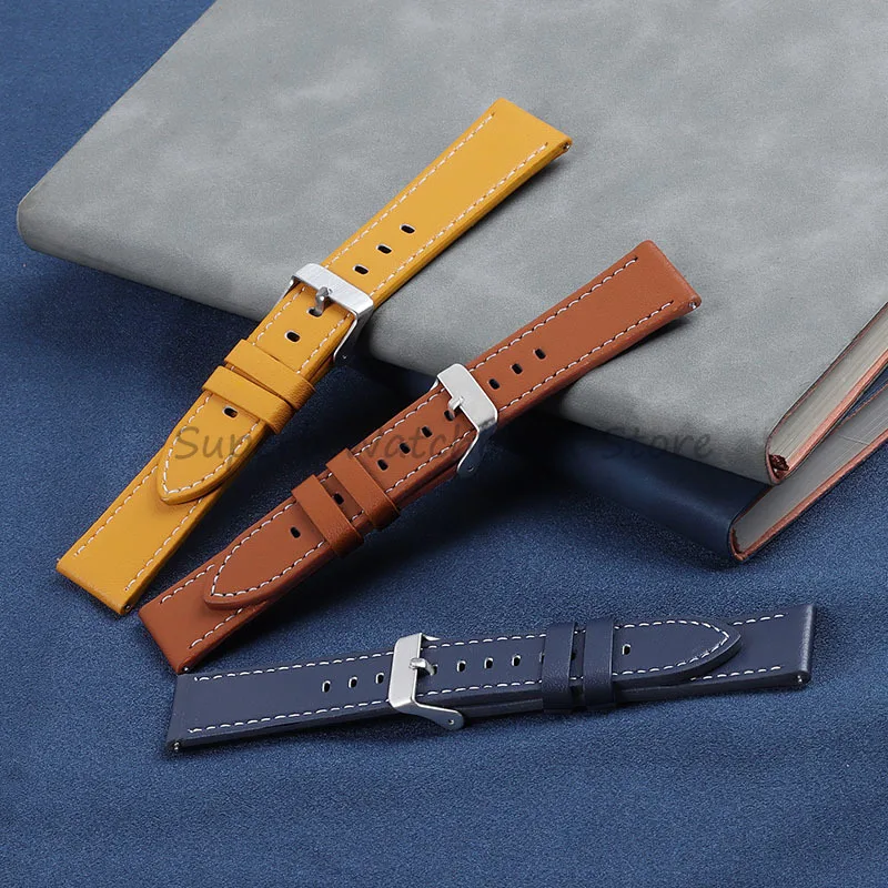 20mm 22mm Genuine Leather Watchband for Huawei Watch gt2/3 Sport Bracelets Quick Release Wristband for Samsung Galaxy Watch 4