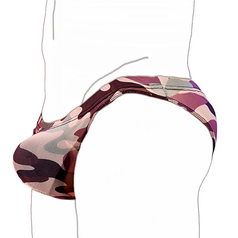 

Men's Camouflage Low Waist Breathable Visible Temptation Sexy Mesh Lingerie Hommes Briefs трусы мужские сетка