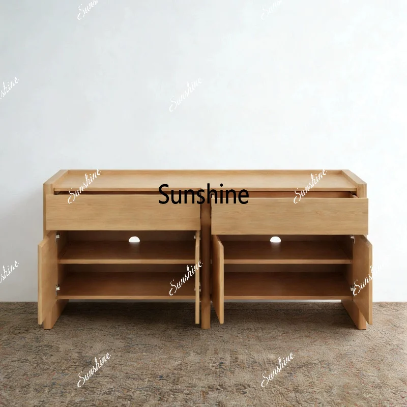 Wabi Sandy Wind Solid Wood Locker Small Apartment Living Room Bucket Cabinet Bedroom Bedside Cabinet