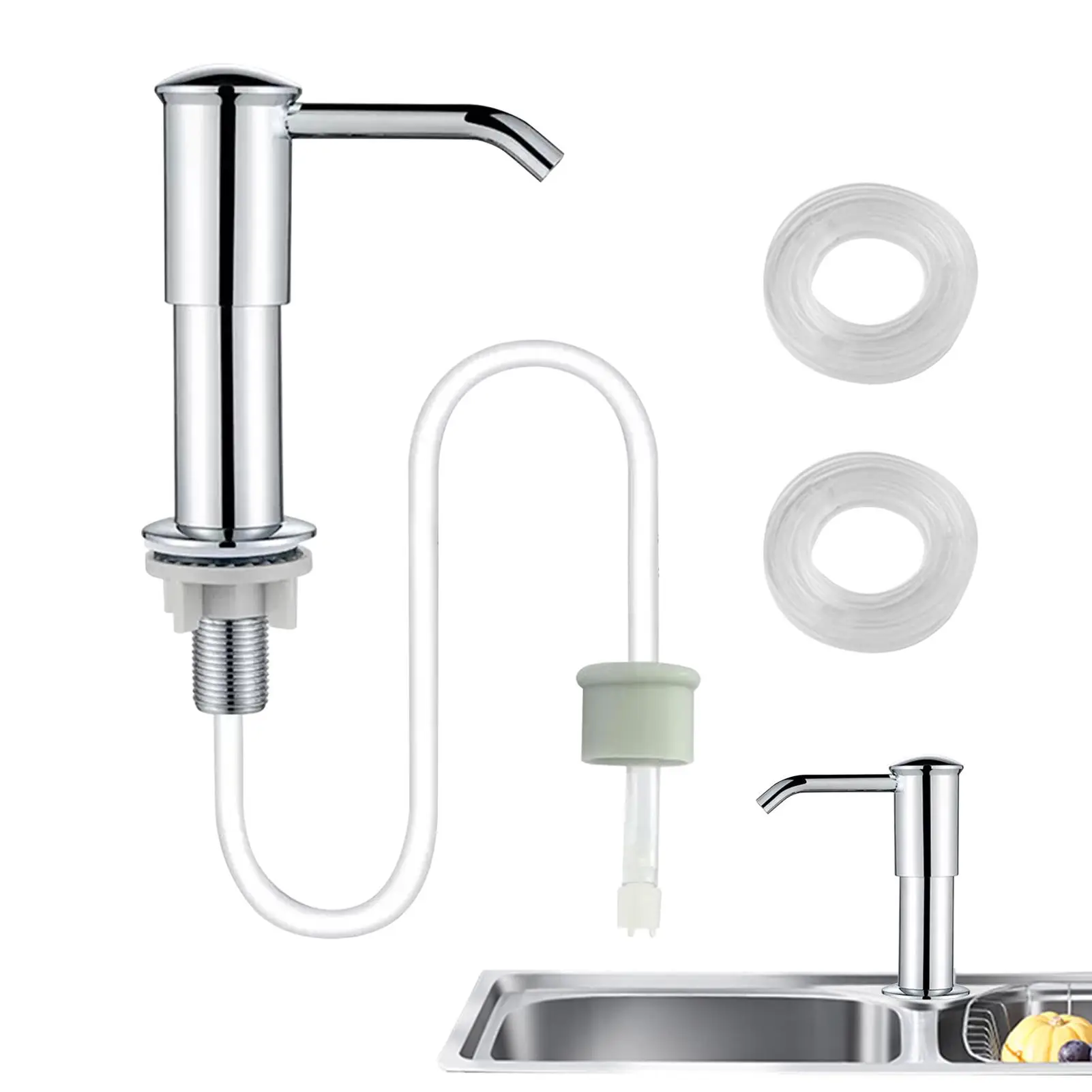 

Дозатор для мыла на кухонную мойку, вращающийся на 360 градусов, с насадкой для лосьона, помпа для мытья посуды, для кухонной столешницы и ресторана