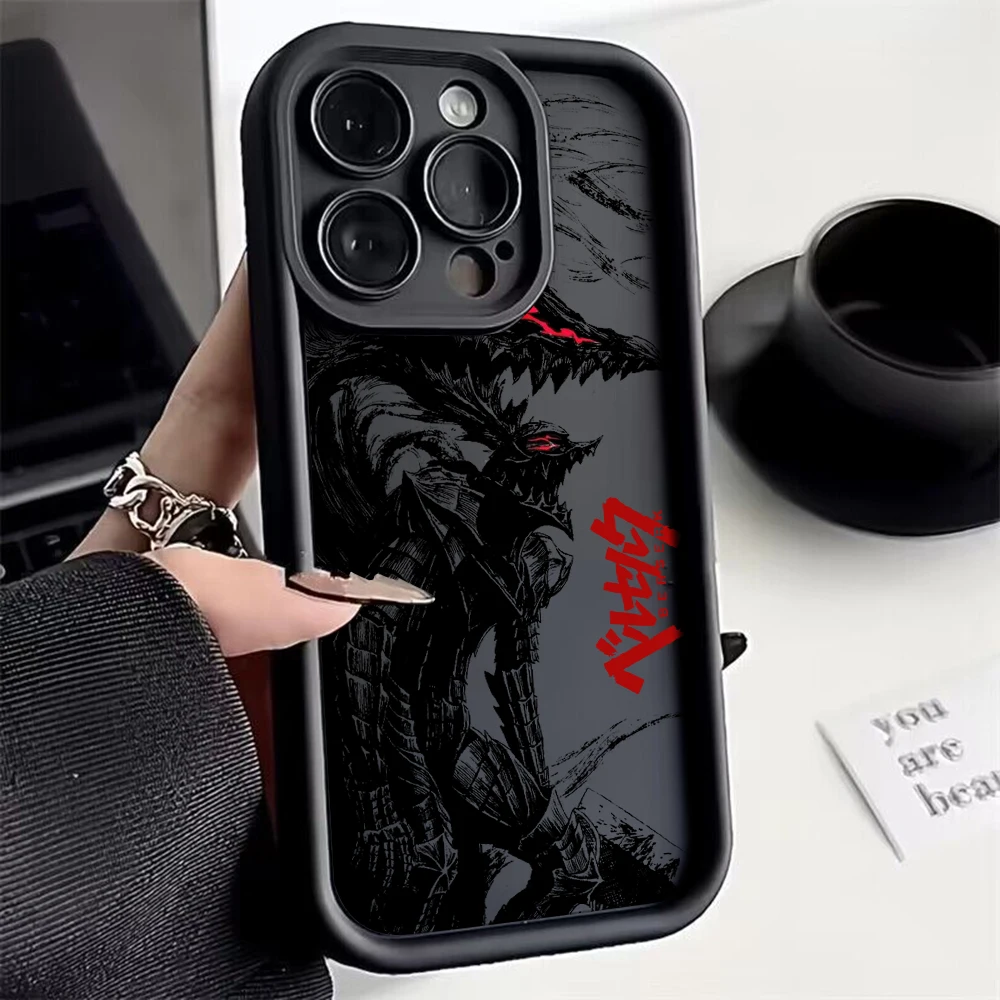 Anime Berserk Guts Phone Case For XiaoMi Mi 11 Lite 12T POCO F4 F5 X3 X4 X5 GT 5G Soft TPU Back Cover With Hand Strap