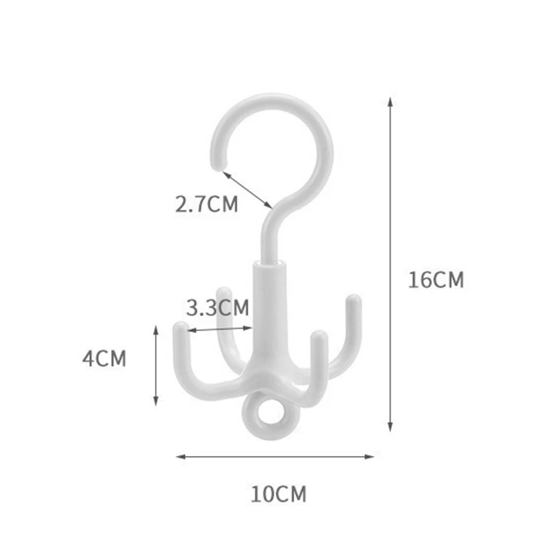 Multifunktionaler drehbarer Kleiderhaken, stanzfrei, 4-Klauen-Rotation, Kleiderschrank, Kleiderbügel, Gürtel, Organizer, Schal, Aufbewahrungsregal