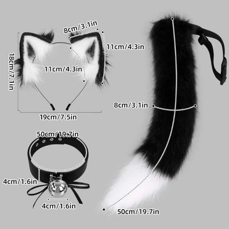 

Ear and Wolf Foxes Animal Tail Cosplay Costume Faux Furs Headband Headdress