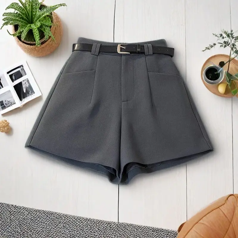 Women Shorts Spring Summer Solid High Waist Simple Shorts Mujer Korean Fashion Easy Match Wide Leg Pantalones Cortos