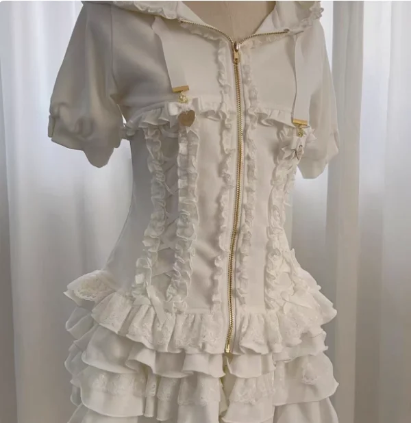 Japanese Lolita Girl Mine Bow Cute Hooded Sweatshirt Jacket Cake Skirt Set Women Outfit Lolita Liz Hoodies Coat Mini Skirt