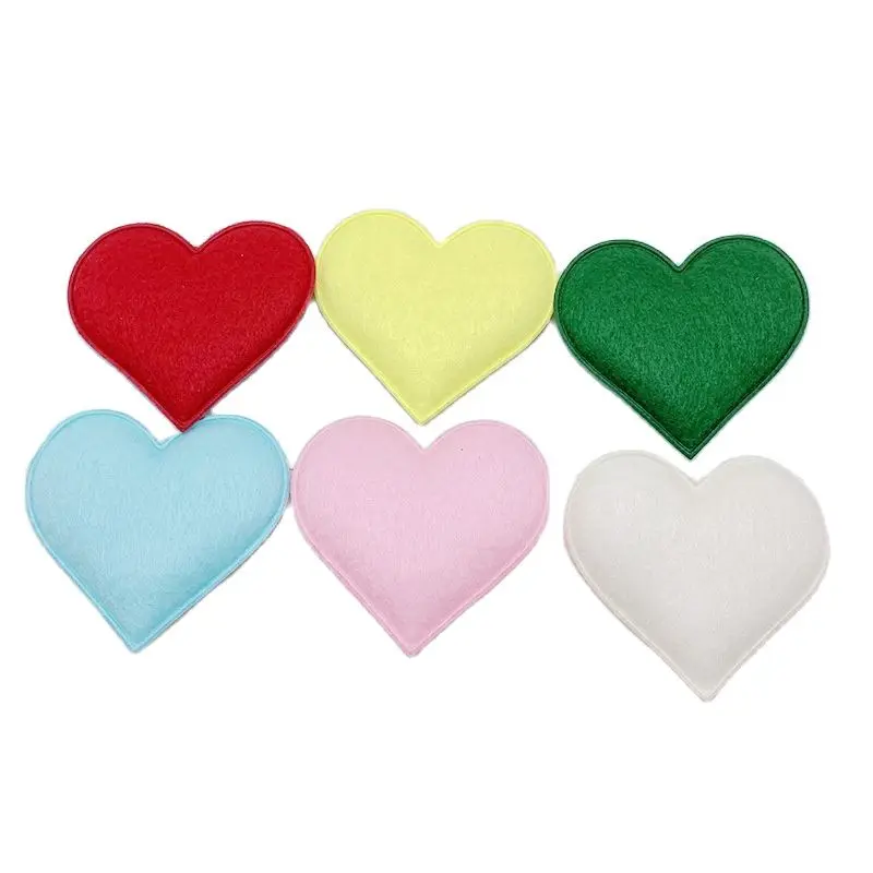 30 Stück 6,5*6CM Doppelseitige Filz-Herz-Applikationen für Babykleidung, Socken, Mützen, Näharbeiten, DIY-Kopfbedeckungen, Schleifen-Zubehör, Aufnäher – Detail 1