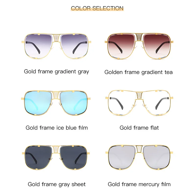 Fashion Metal Sunglasses Men Luxury Brand Designer Square Sun Glasses Women Vintage UV400 Sunglass Shades Eyewear gafas de sol