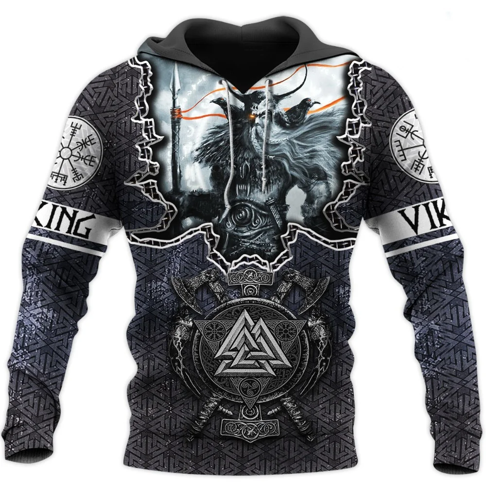 2024 neue Hoodie 3d Wikinger Harajuku Print Pullover Herren Kapuzen pullover übergroße Vintage männliche Kleidung fallen Langarm y2k