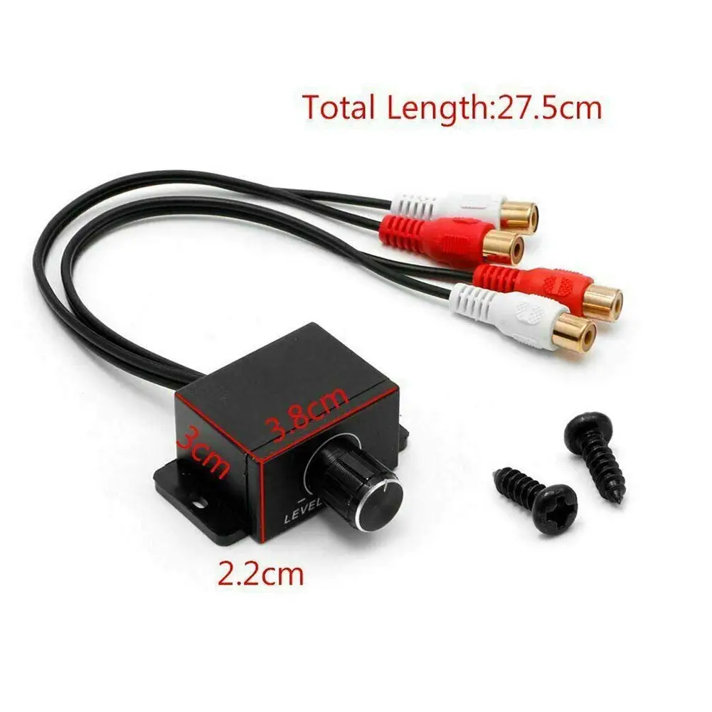 In Line Car Audio RCA Level Controller 2 Channel Volume Bass Gain Control Knob for Car Amplifier Subwoofer with Cable Screws Kit view 3