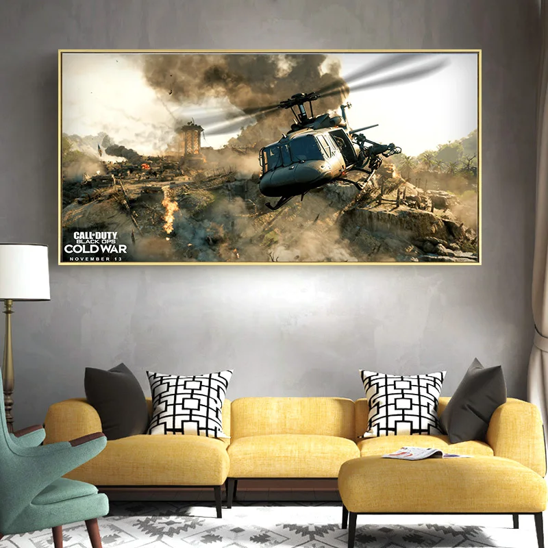 كول أوف ديوتي: بلاك أوبز لعبة الحرب الباردة ملصق أنيمي قماش اللوحة الزخرفية ملصقات الحائط ديكور المنزل جدار الفن قماش