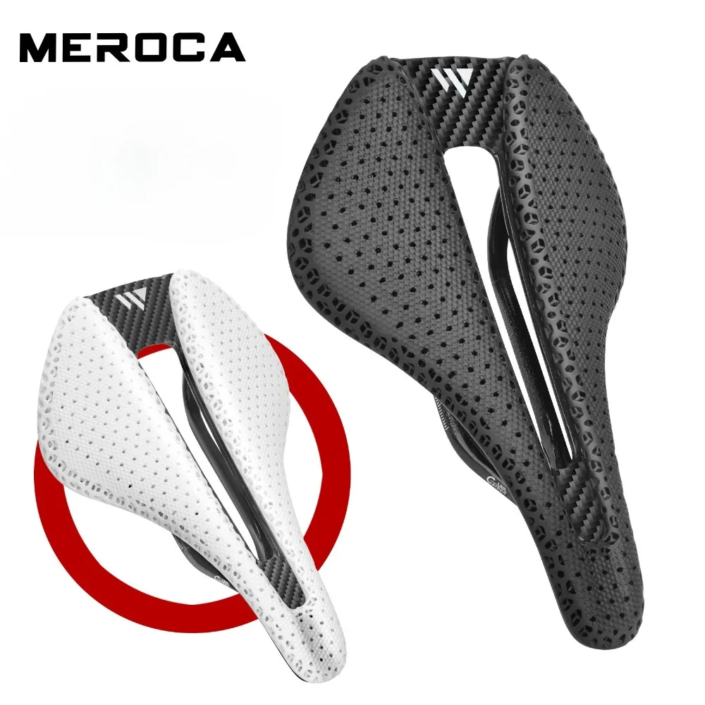 MEROCA Carbon Fiber 3D-Printed Saddle 3D Honeycomb Structure Mountain Road Bikes Racing Saddle Bicycle Replacement Parts