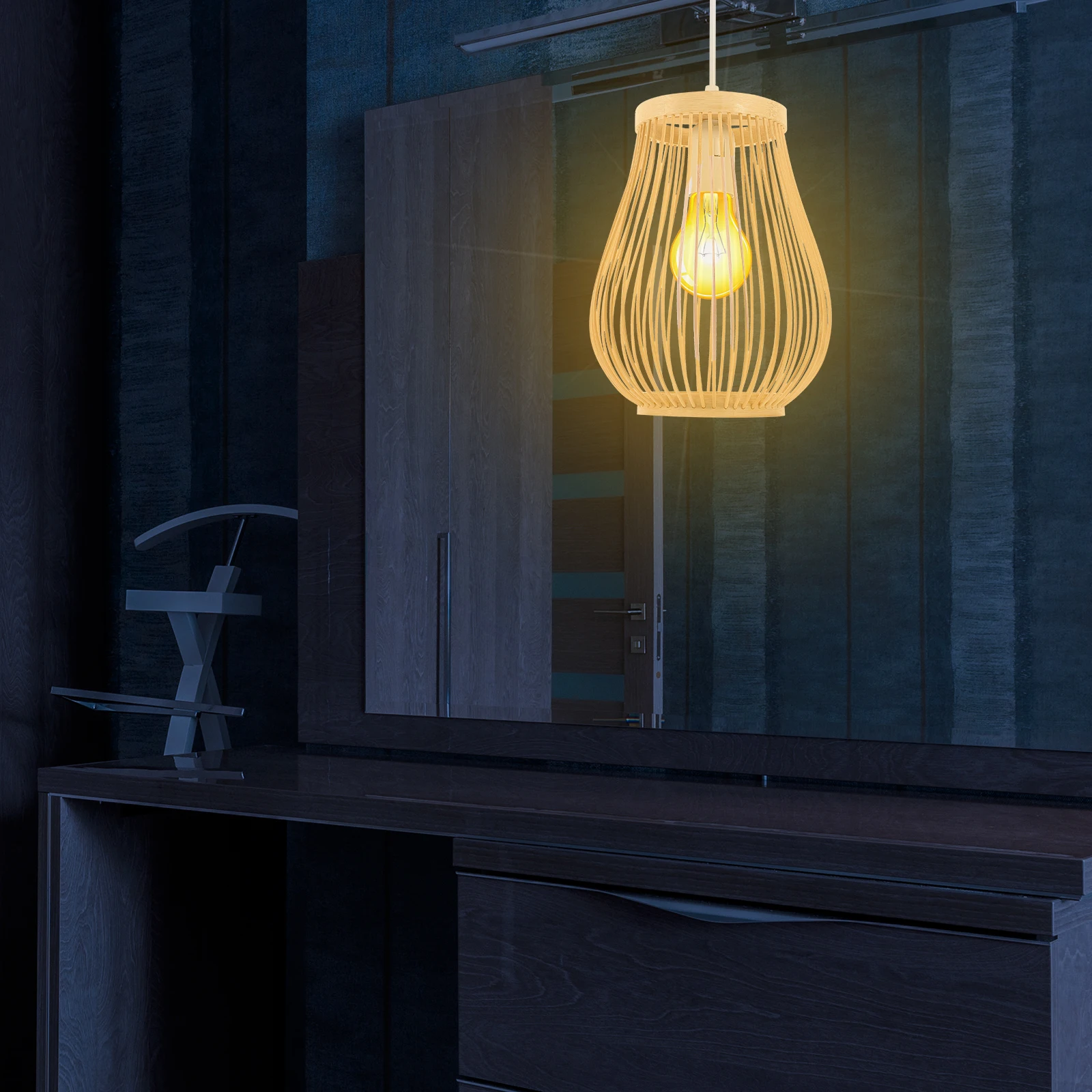 

Bamboo Pendant Light 20x30cm Woven Shade Kitchen Lighting Hanging Lamp Rattan Ch Decorative Lantern Bar Fixture
