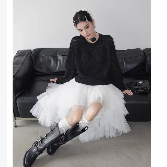 

New Design with Multi-layered Solid Color Asymmetry and White Tutu Skirt for Parties