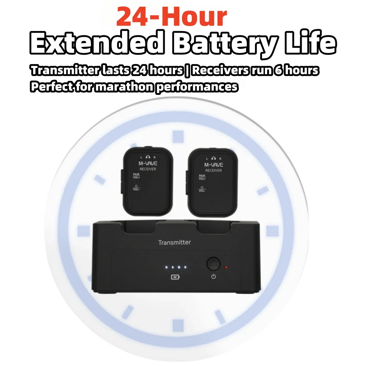 2025 NUEVO sistema de monitor de auriculares inalámbricos M-VAVE WP-12 |   Sistema 1T2R de 2,4 GHz con reproducción de ultraatencia 24 horas |   Estuche de carga de 1800 mAh