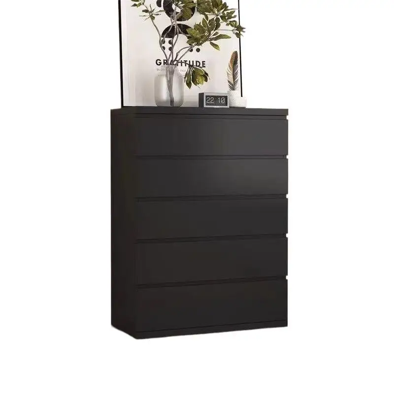 #Italian high-grade black solid wood chest of drawers,bedroom storage drawer wall, bedside cabinet, simple modern bucket cabinet