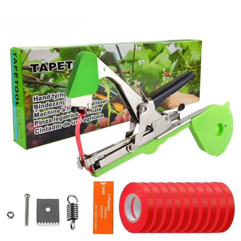 

Tomato Cucumber Plant Tying Machine Gardening Tapetool with 10 Rolls of Tape and 1 Box of Staple for Vegetable Grape