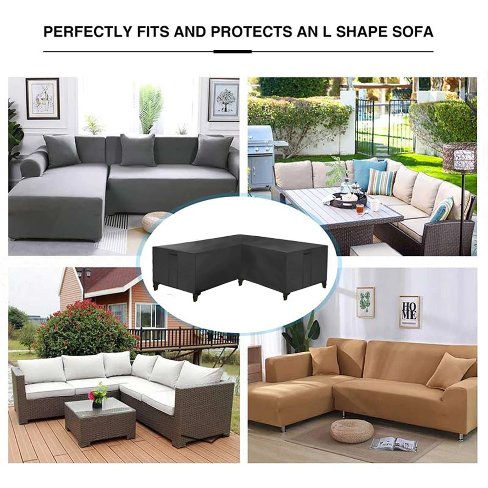 420D Oxford Cloth Garden Furniture Corner Sofa Waterproof Cover Dustproof Anti-UV Patio V Shape L Shape Corner Cover 13 Size