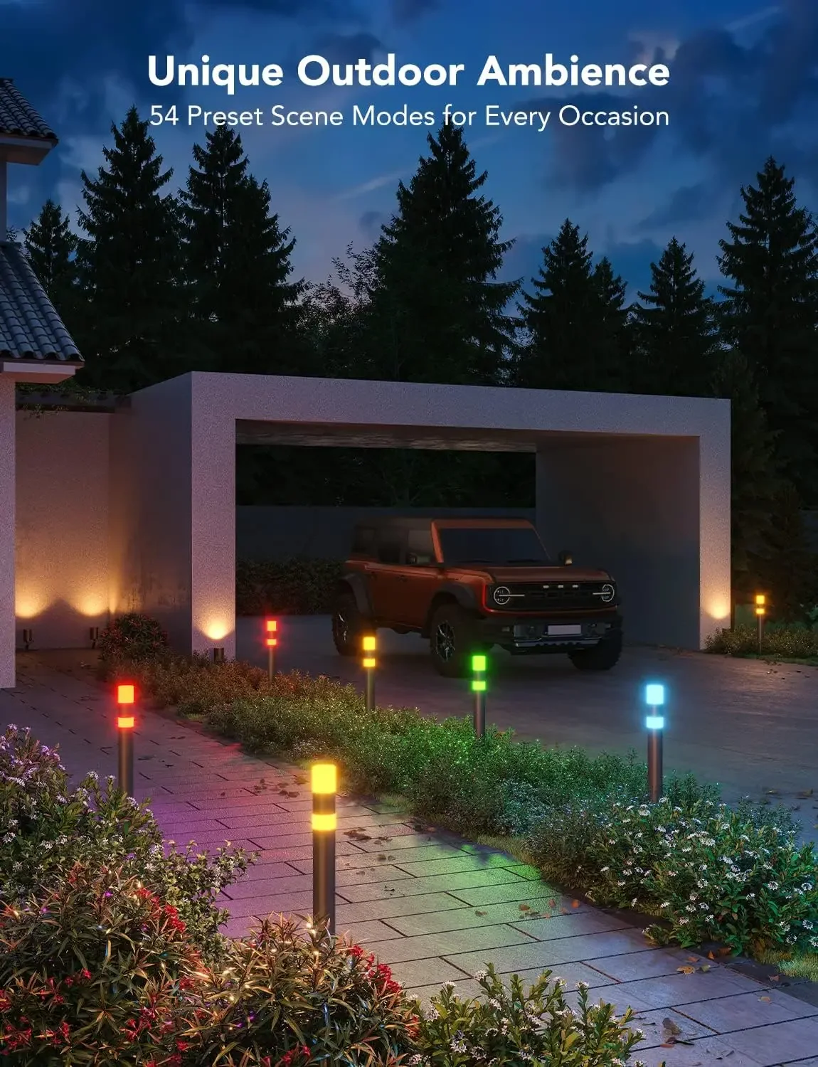 Lights, Patio Decorations, Smart Outdoor Lights with App Control, 250LM RGBIC Walkway Lights, IP65 Aluminum Landscape Lighting,