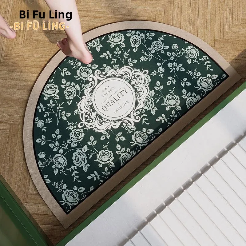 

Nordic Retro Sle Batoom Entrance Anti-Slip Mat Soft Absorbent Floor Rug for Home Entrance Door Mat Plant Floral Printed