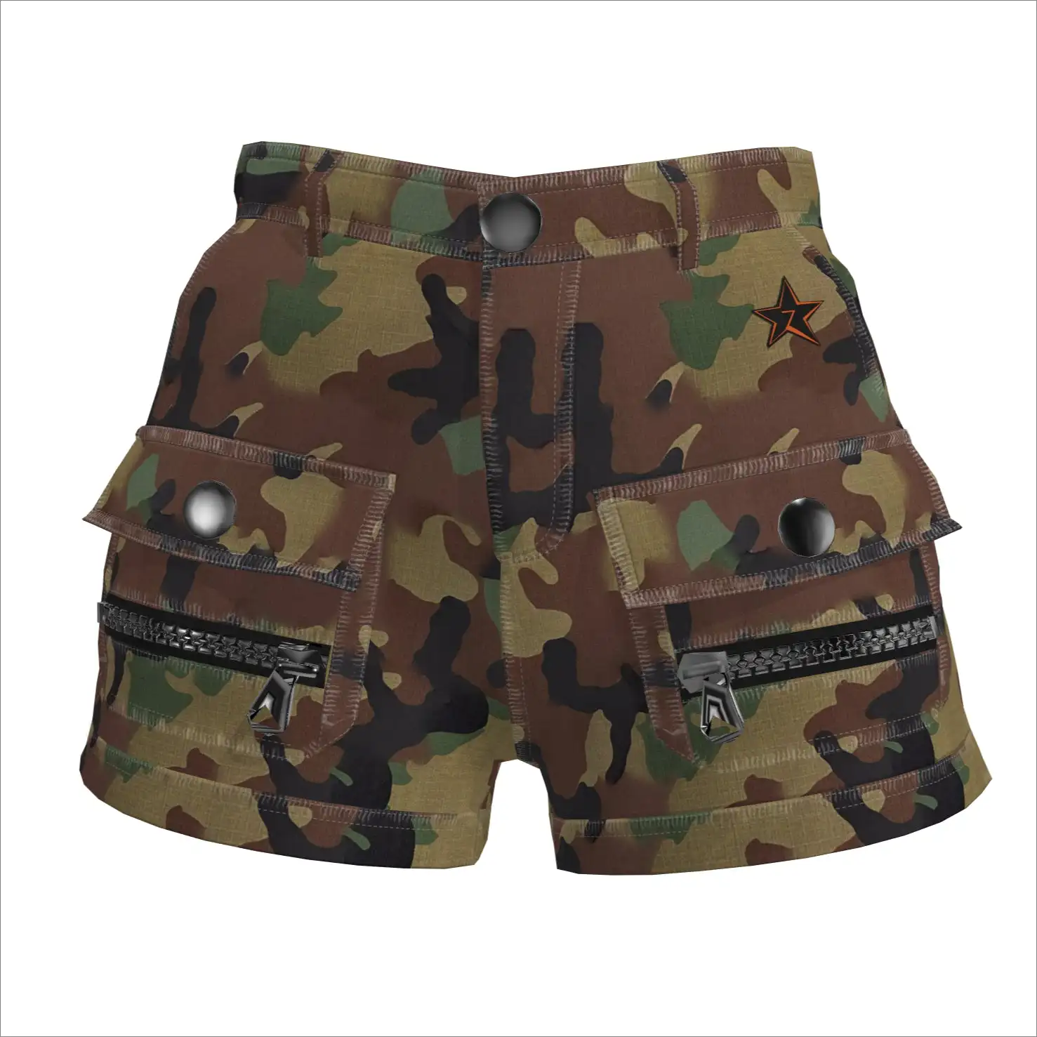 

Womens Camo Utility Cargo Shorts – Game-Inspired Real-Life Fit