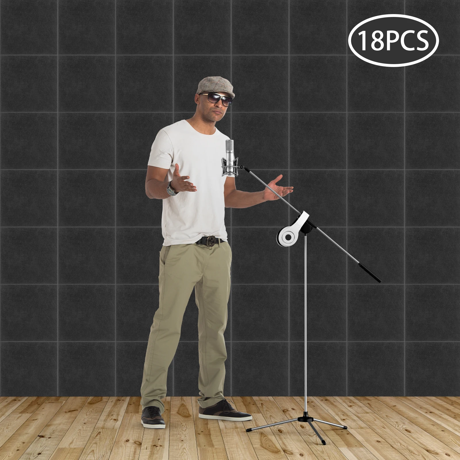 Panele akustyczne z włókna poliestrowego, 18 sztuk paneli akustycznych, do dekoracji ścian i uzdatniania akustycznego, panele dźwiękochłonne