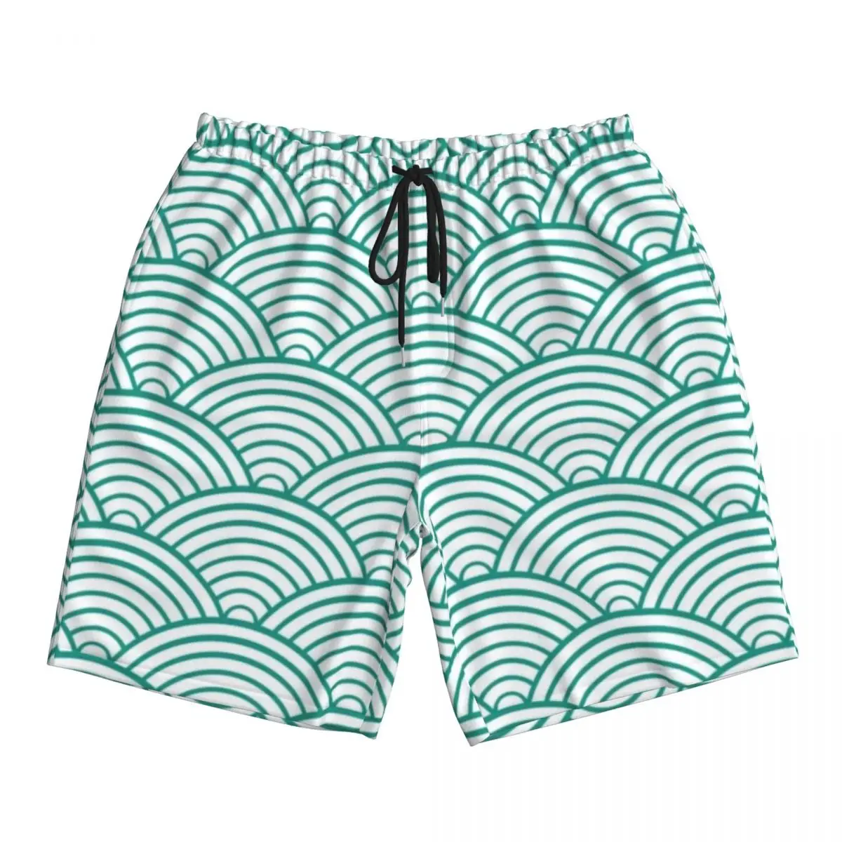 Green Seigaiha Board Shorts Summer Japanese Wave Pattern Sports Board Short Pants Man Casual Design Plus Size Swimming Trunks