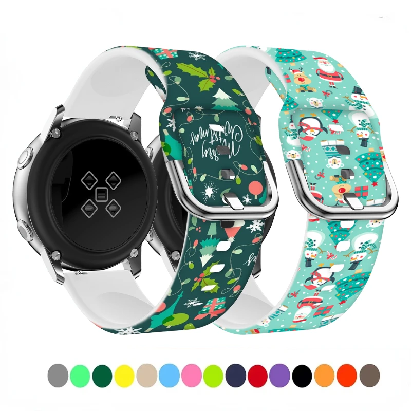 

20mm 22mm Silicone Band For Samsung Galaxy Watch 6/5/4/3/Huawei Watch 4/3/GT4-3-2 Amazfit GTR 4 Christmas style bracelet correa