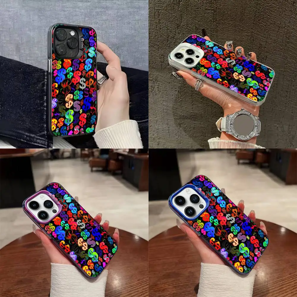 

Phone Case For iPhone 17,16,15,14,13,12,Pro,Max,Plus,E,SE4,Air,Mini Colorful Dollar Rich Money Logo Soft Cover