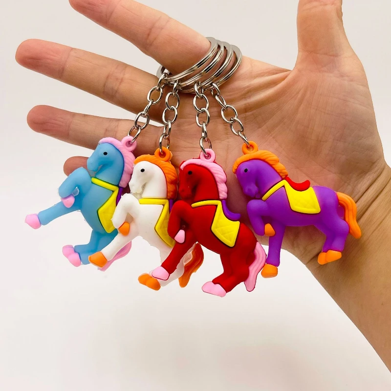 2026 New Year's Pony PVC Soft Rubber Keychain Backpack Pendant Car School Bag Pendant for Women Men Accessories Gift Jewelry