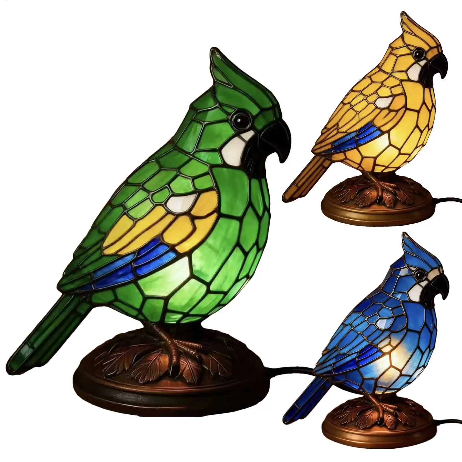 Vintage Bird Table Lamp LED Night Light Small Decor for Kids Bedside Nursery Bedroom Living Room Desk Christmas New Year Gift