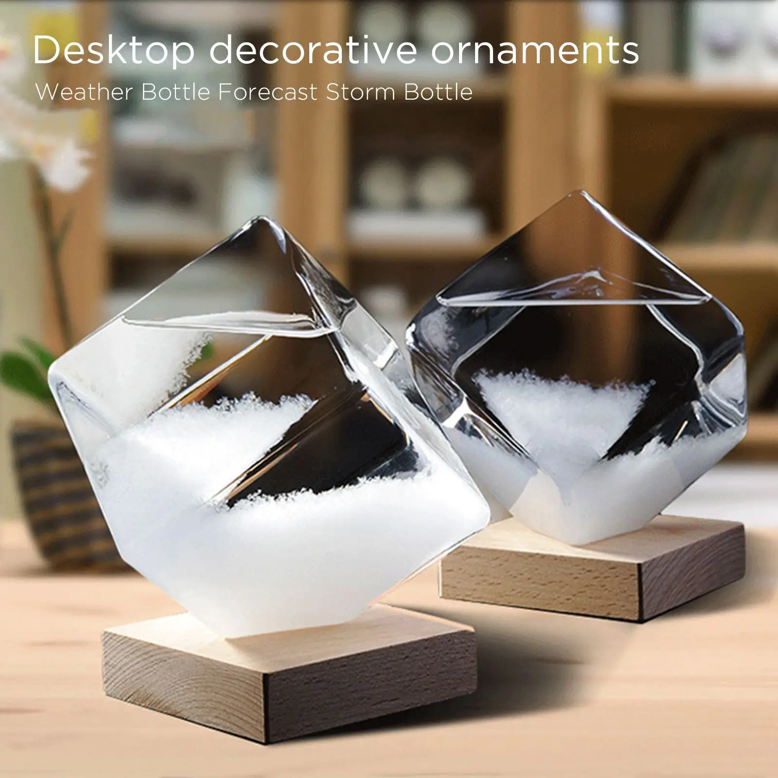 Weather Forecast Storm Glass Water Cube Barometer Desktop Transparent Crystal Bottle With Base Christmas Birthday Decoration