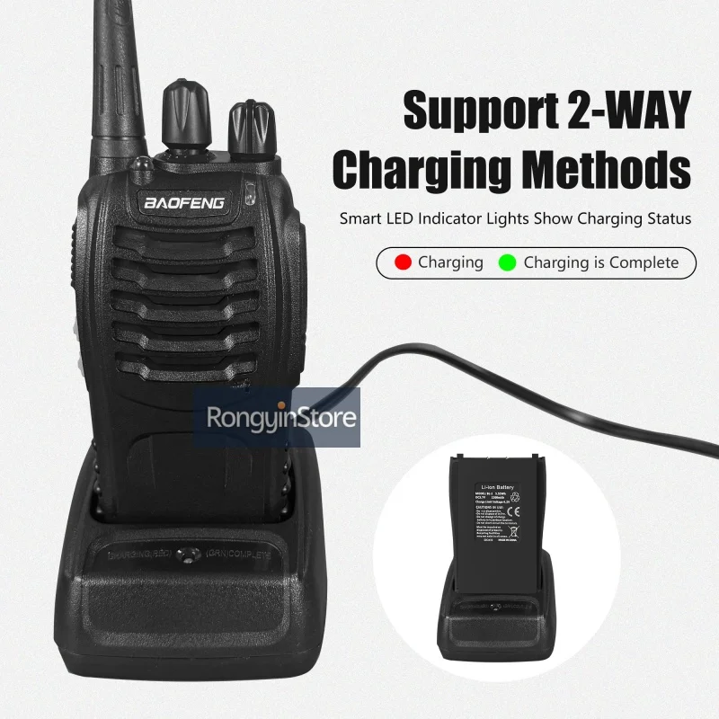 Baofeng E88 Walkie Talkie 16Chan UHF 400-470MHz Flashlight Portable Ham Two Way Radios BF-E88 for Hotel Security Camping Hunting