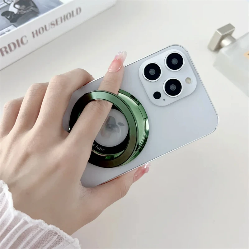 2024 New Trendy Fashion Chrome Plating Shine Magnetic Magsafing Ring Stander For IPhone 15 Pro Max 14 13 12 S24 S23 Ultra