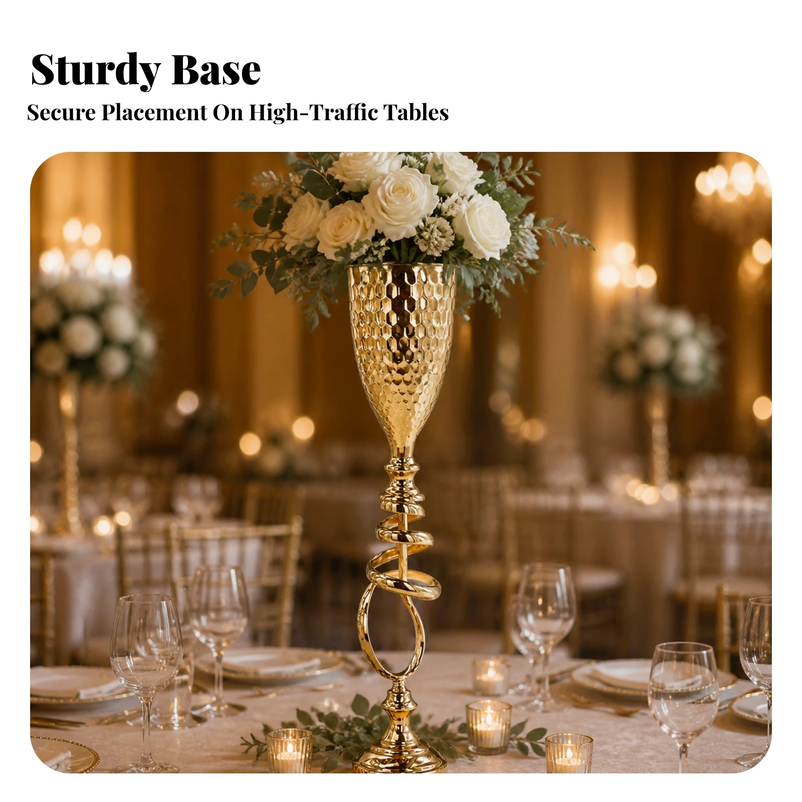 Flower Vase Freestanding Centerpiece Vase Flower Holder Elegant Decor Versatile for Wedding Planners, Receptions, Banquets