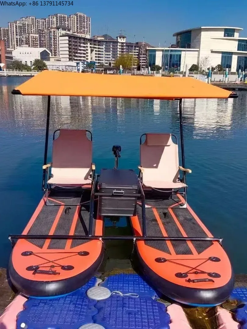 Catamaran Paddleboard Electric Powered Inflatable Double SUP Kayak Leisure Fishing Pontoon Portable Inflatable Water Bikes