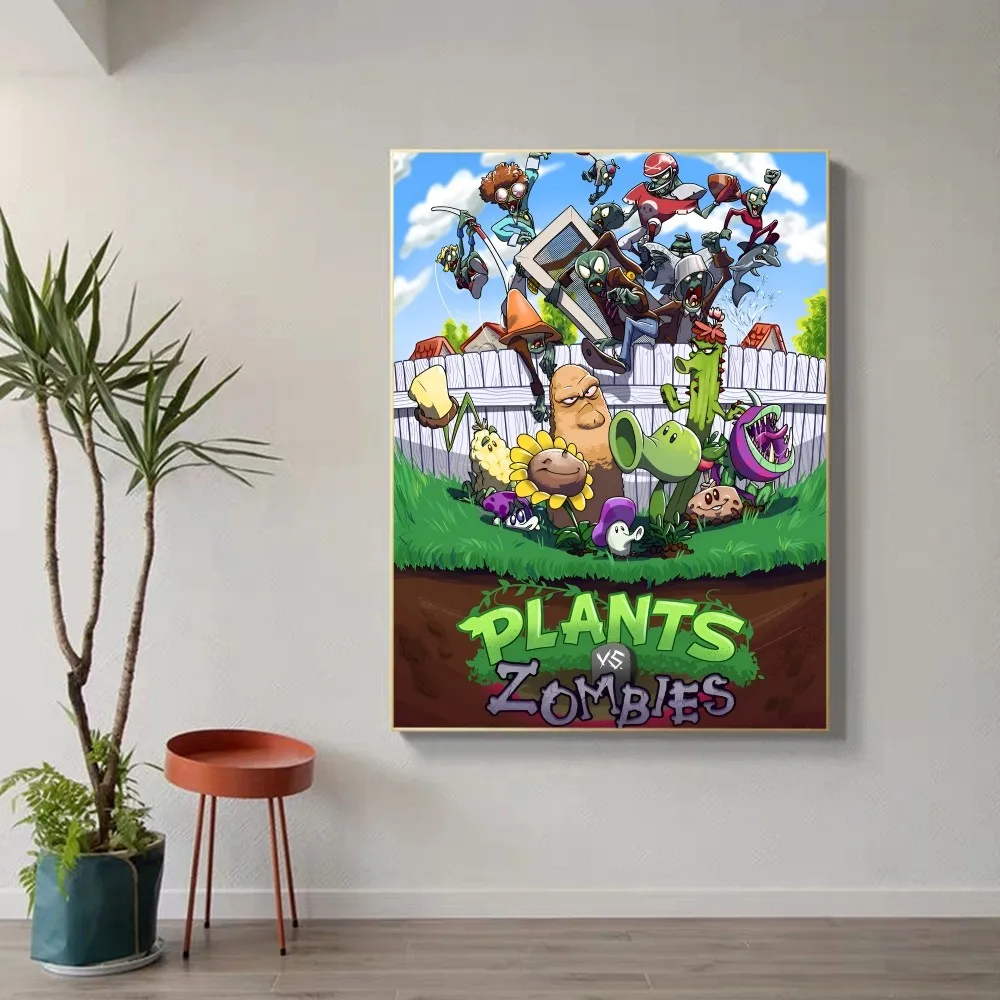 P-Plants vs Zombies Whitepaper Poster HD Quality Poster Wall Art Painting Study Room Wall Decor