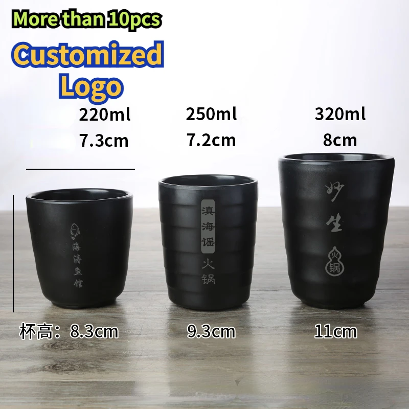 A5 Black Diamine Teacups Restaurant Hotel Wine Cups Drop Heat-resistant Can Be Customized Logo Engraved Commercial Tea Cups