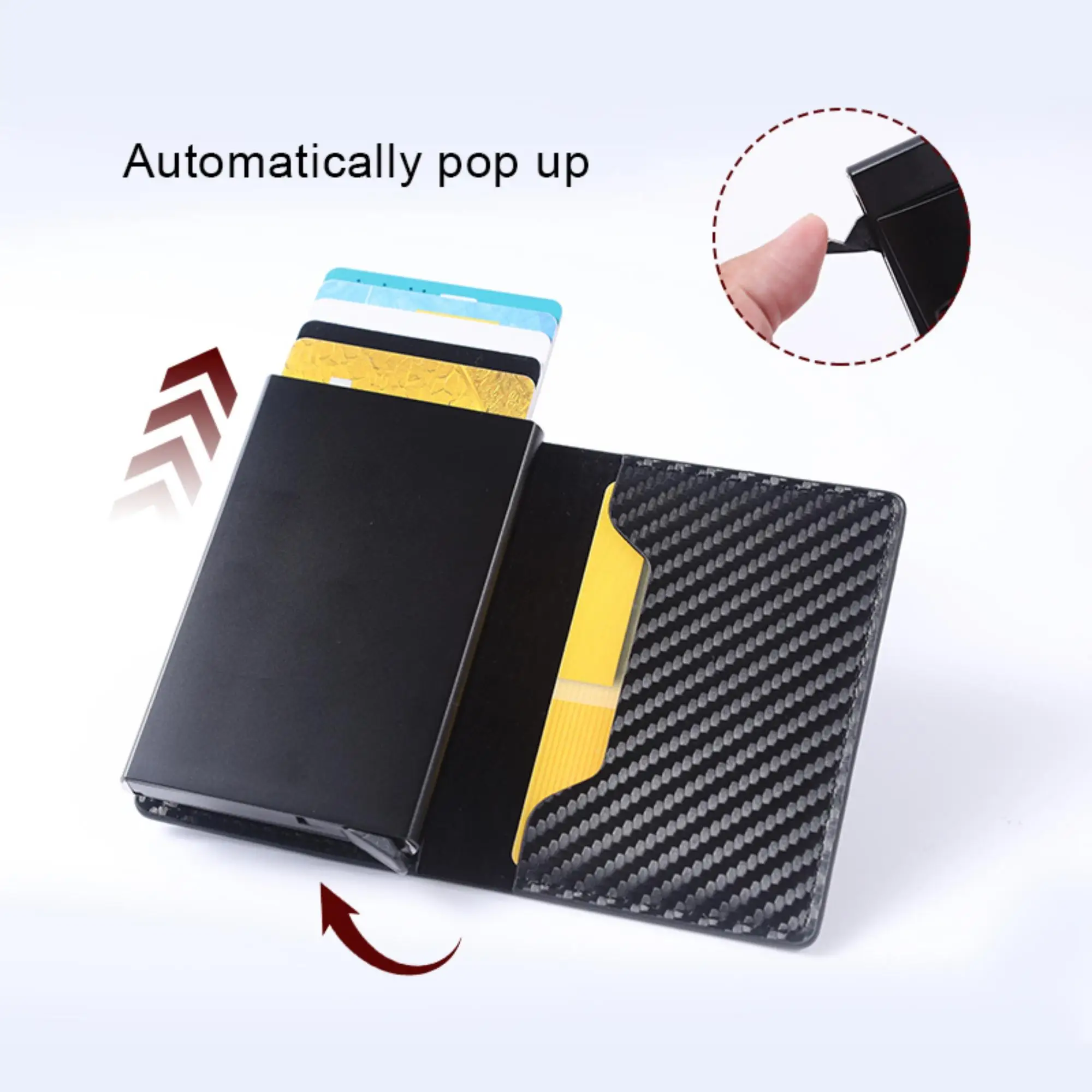 Men\'s Card Wallet RFID Anti-theft Brush Pop-up Aluminum Alloy Card Holder 1