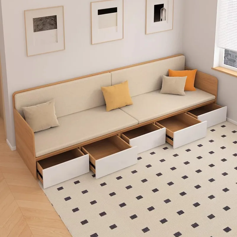 

Компактный диван-шкаф из массива дерева, кровать-архат с ящиками, простой диван-кровать из ДСП для гостиной