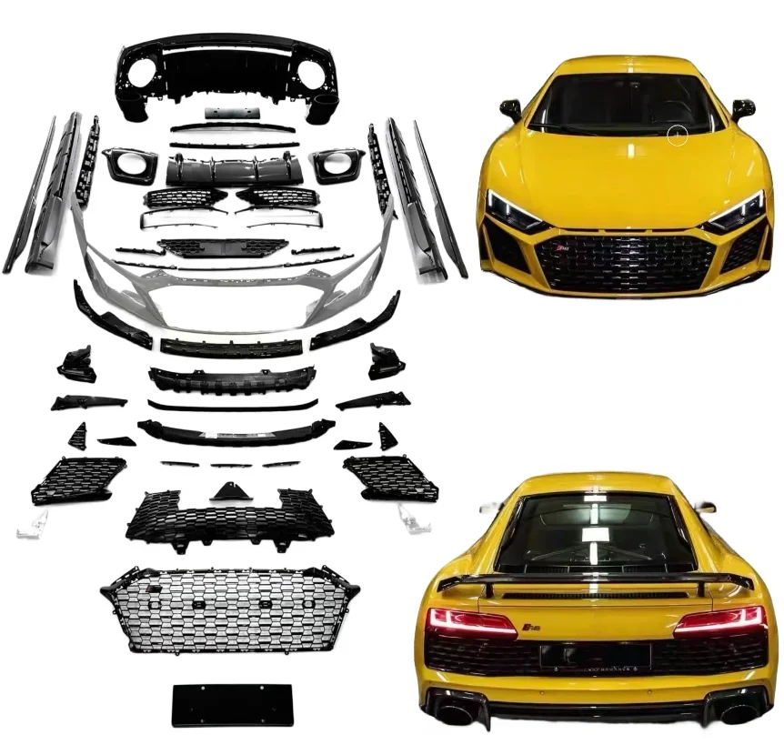 Pp+Dry Carbon Fiber Material Body Kits For Audi R8 2016-2021 Upgrade Facelift Front Grille Car Bumper Body Kit