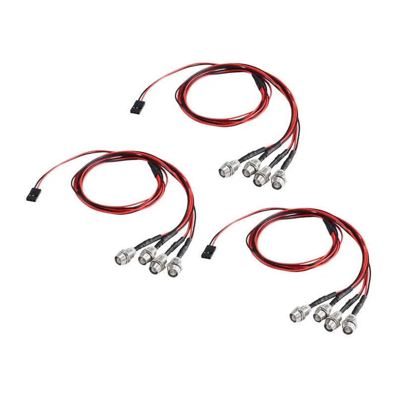 WOWFU-3PCS 4LED LED Light Headlights Taillight For Traxxas Hsp Redcat Rc4wd Tamiya Axial Scx10 D90 Hpi RC Car Crawler