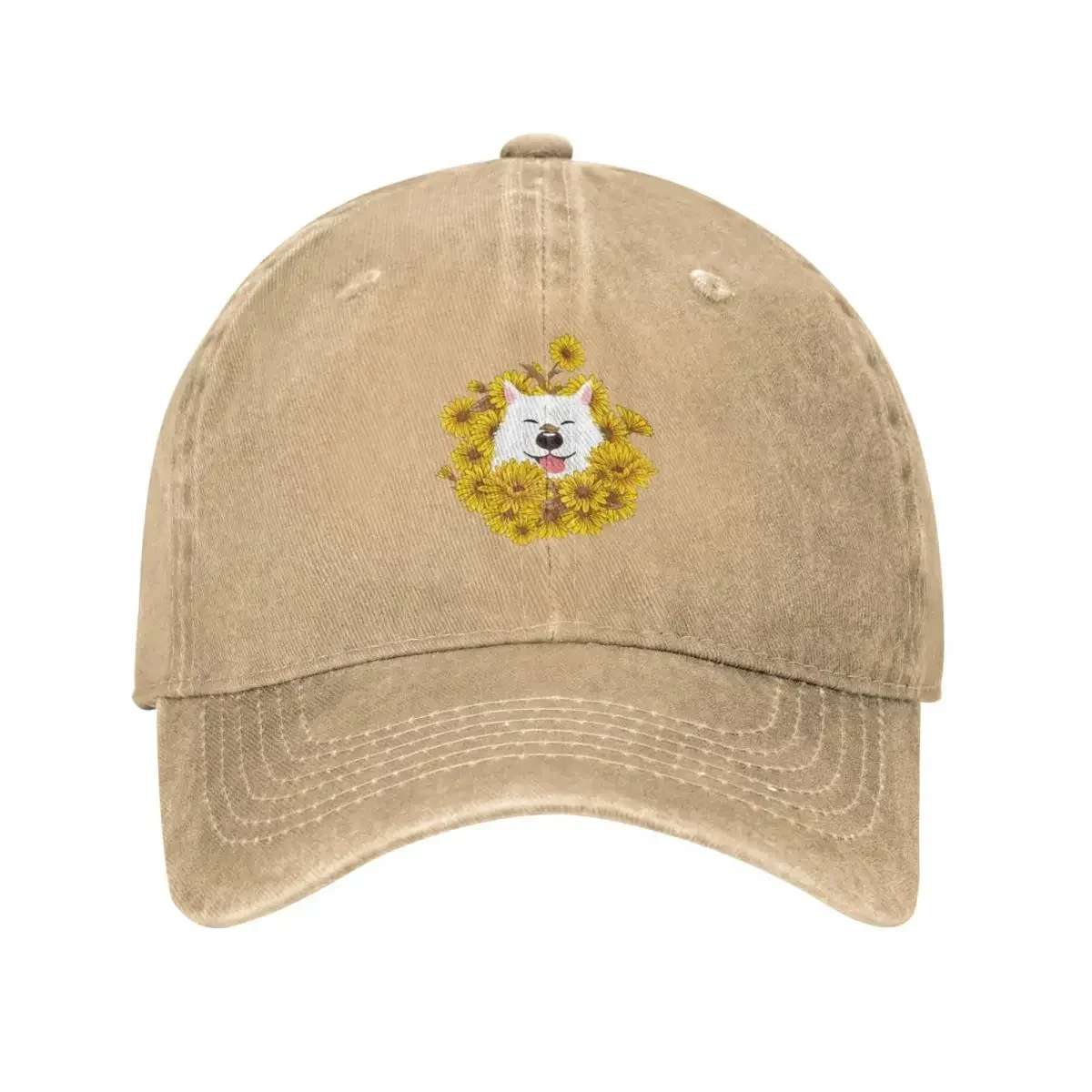 White Siberian Husky Dog and Sunflowers Cowboy Hat Sunscreen cute Ball Cap foam party hats Mens Hat Women'S