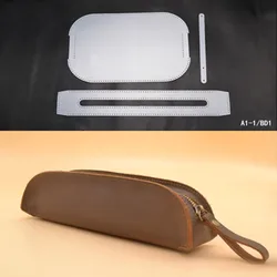 1Set DIY Leather Zipper pencil Bag PVC Template Leather Handmade Craft Sewing Pattern Leather Stencil Mould Tool