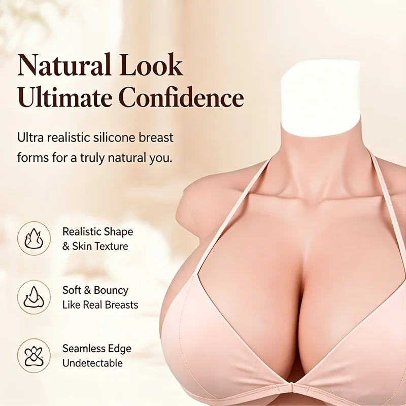 Silicone Breast Pad Simulation C-G Cup Fake Chest, Suitable for Role-Playing, Suitable for Transgender Drag Queen Role-Playing